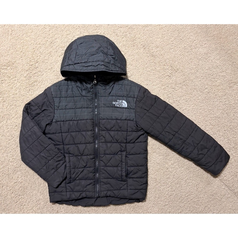 The North Face Kids' Boys Reversible Perrito Hooded Jacket, XS (6) Black/Gray - Picture 2 of 16